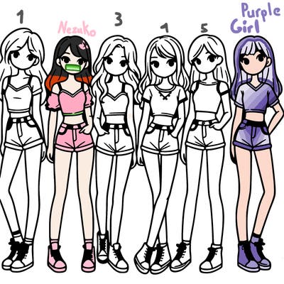 a group of girls wearing crop tops and shorts