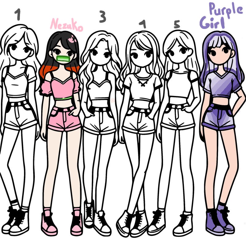 a group of girls wearing crop tops and shorts