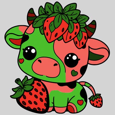 cute strawberry cow