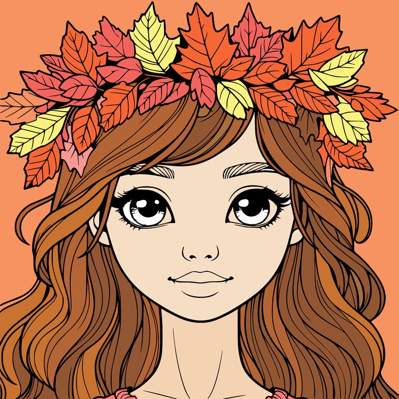 realistic girl with fall leaf crown