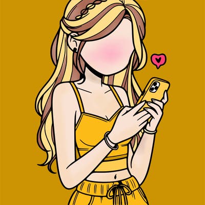 girl with crop top texting on her phone