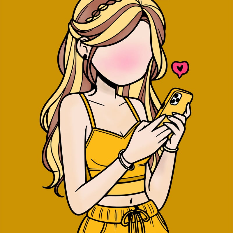 girl with crop top texting on her phone