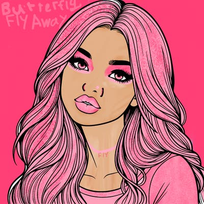 realistic girl with hair on her hair and lips