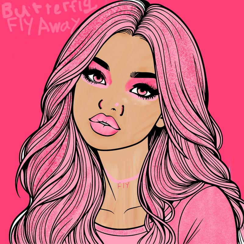 realistic girl with hair on her hair and lips