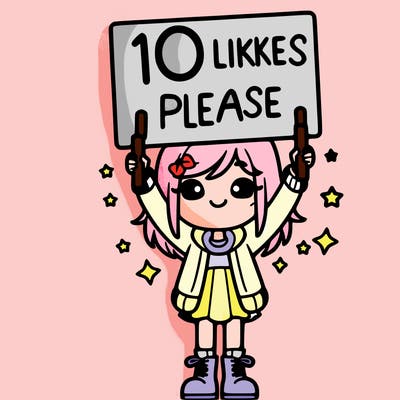 a girl holding a sign saying 10 likes please