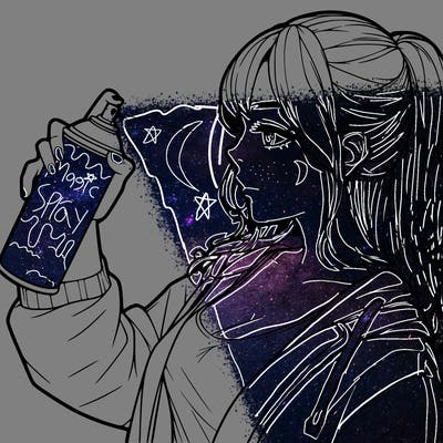 a realistic girl spray, painting