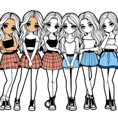 a group of girls realistic