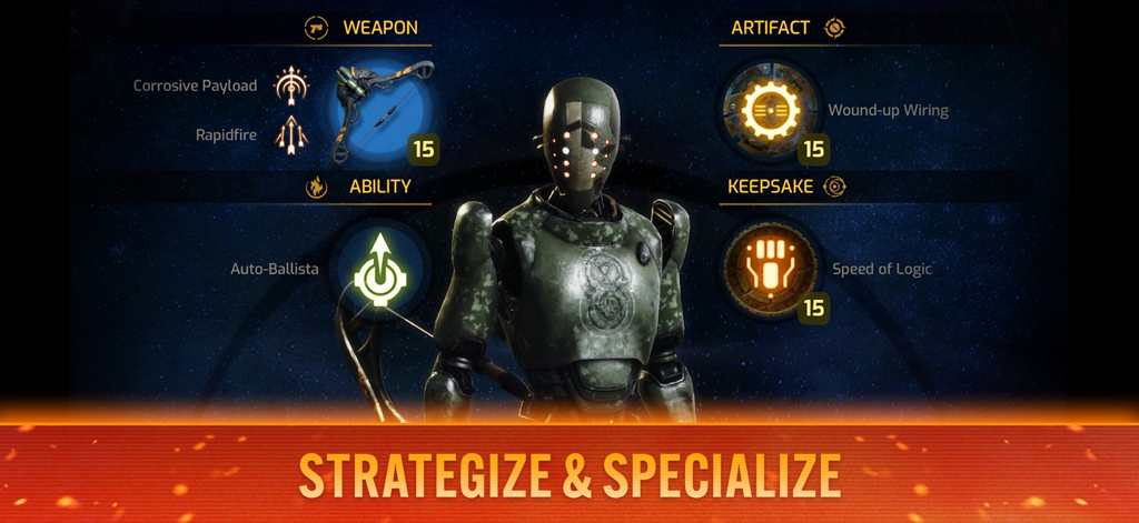 Blood Line: A Rebel Moon Game - A character customization screen in Blood Line A Rebel Moon Game showing weapon and ability loadouts