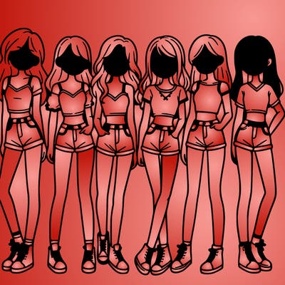 a group of girls wearing crop tops and shorts