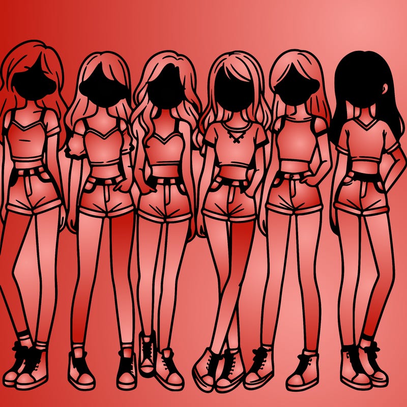 a group of girls wearing crop tops and shorts