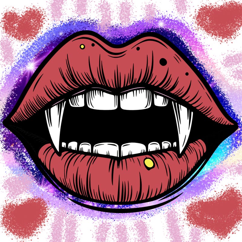 lips with vampire teeth
