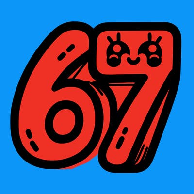 the numbers 67
