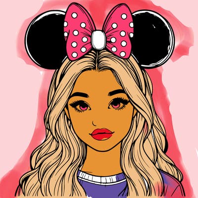 aesthetic realistic girl wearing mickey mouse ears