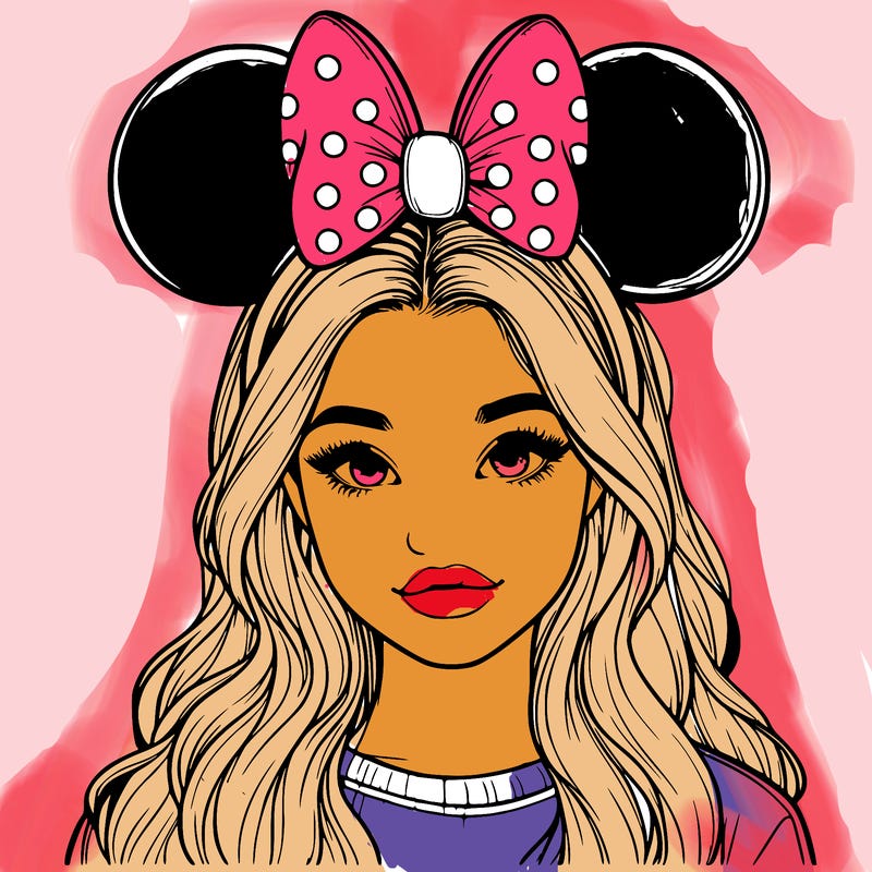 aesthetic realistic girl wearing mickey mouse ears