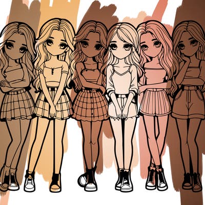 a group of girls realistic