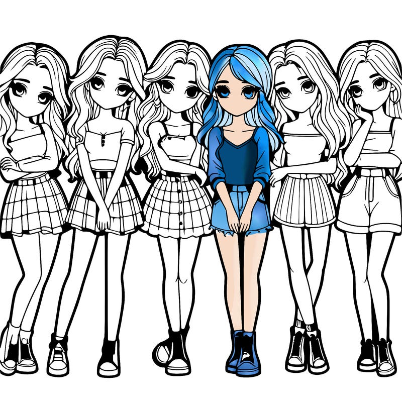 a group of girls realistic