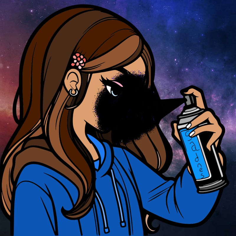 a realistic girl spray painting