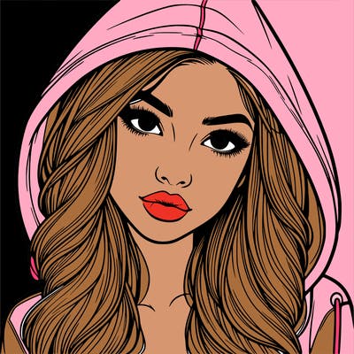realistic beautiful girl with a hood on