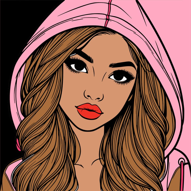 realistic beautiful girl with a hood on