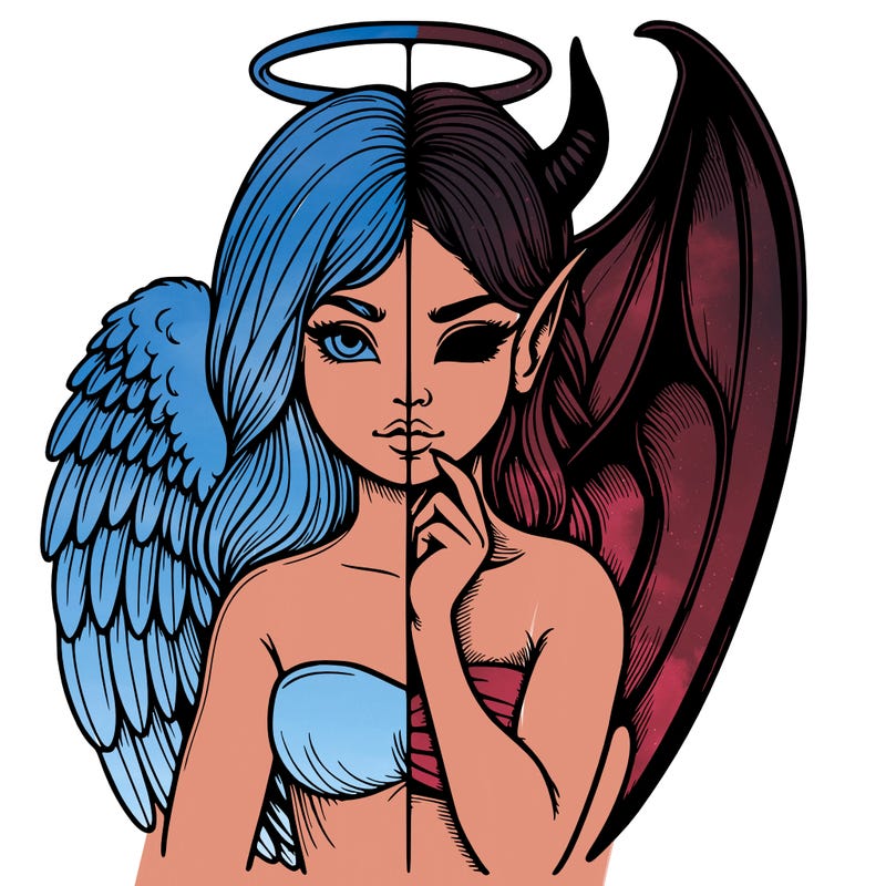 realistic angel half demon