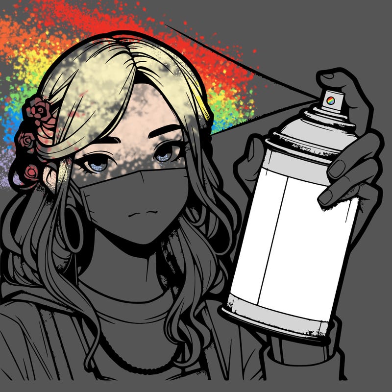 realistic girl spraypainting