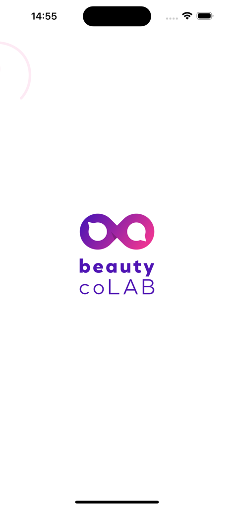 Beauty CoLAB - Beauty CoLAB splash screen with purple and pink infinity logo