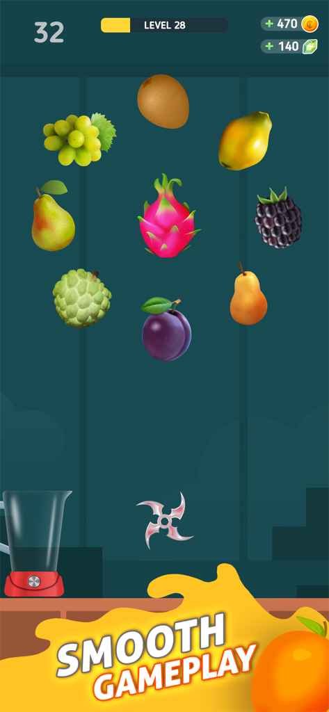 Fruit Cut - Knife Hit Master - Fruit Cut game interface showing various fruits and a ninja throwing blade