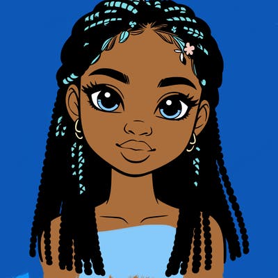 a realistic black girl with braids