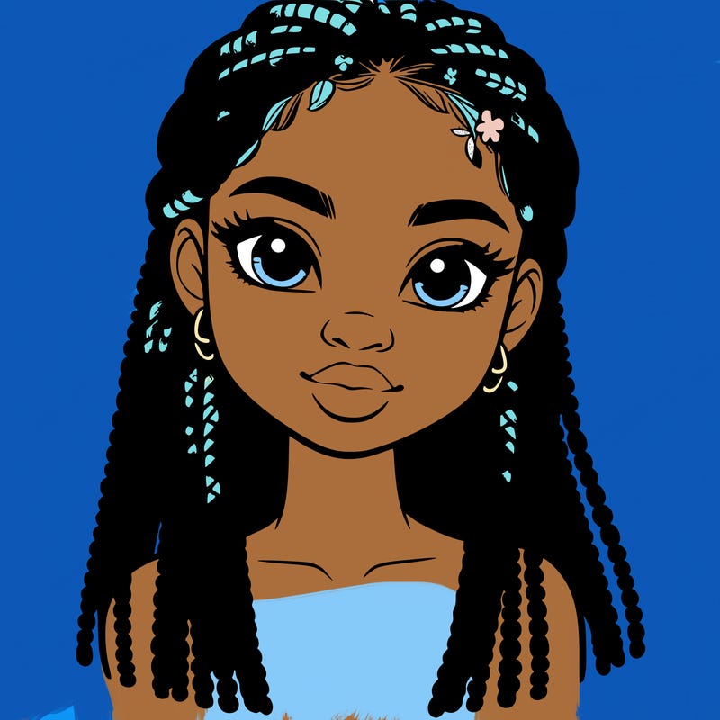 a realistic black girl with braids