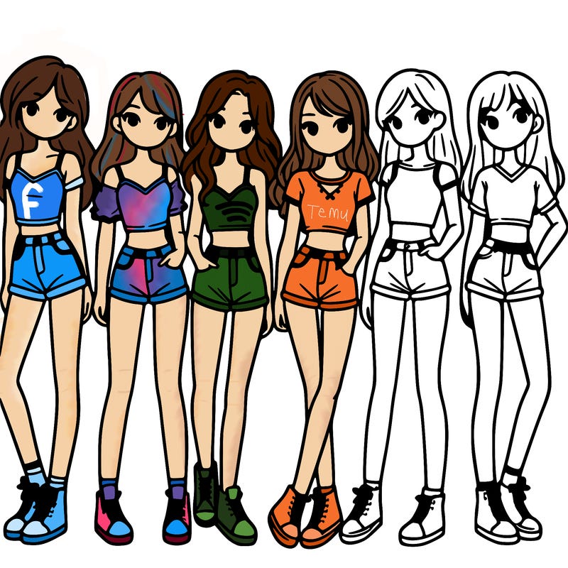 a group of girls wearing crop tops and shorts