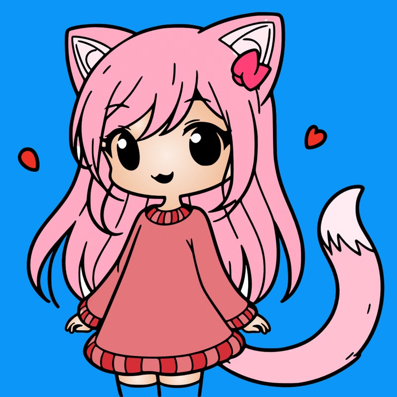 girl with cat ears and tail