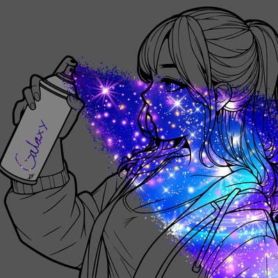 a realistic girl spray, painting