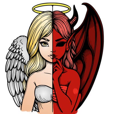 realistic angel half demon