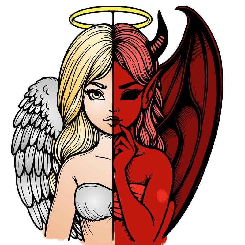 realistic angel half demon