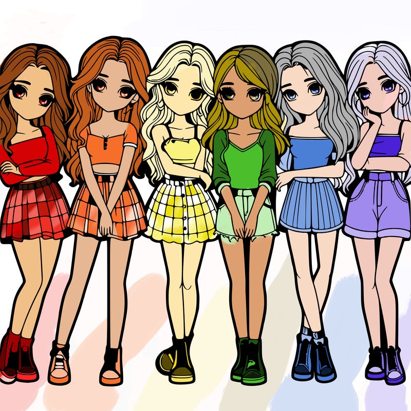 a group of girls realistic