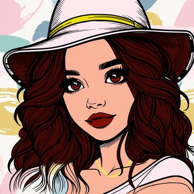 realistic girl with hat