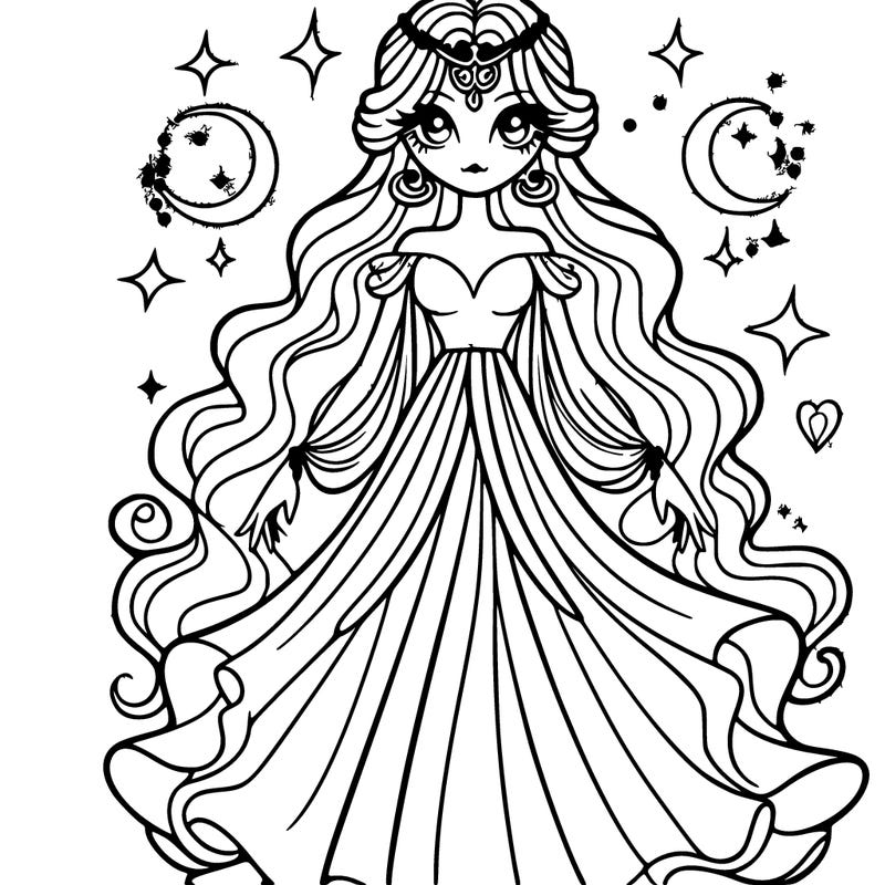 mystical girl with glamorous dress