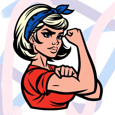 strong woman with a 60s american ad style