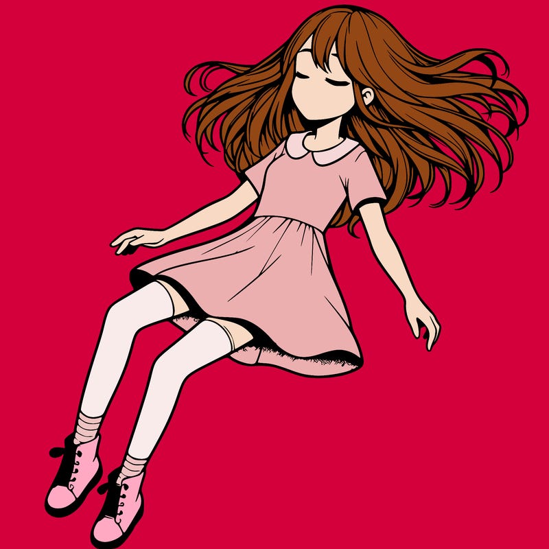 realistic girl floating