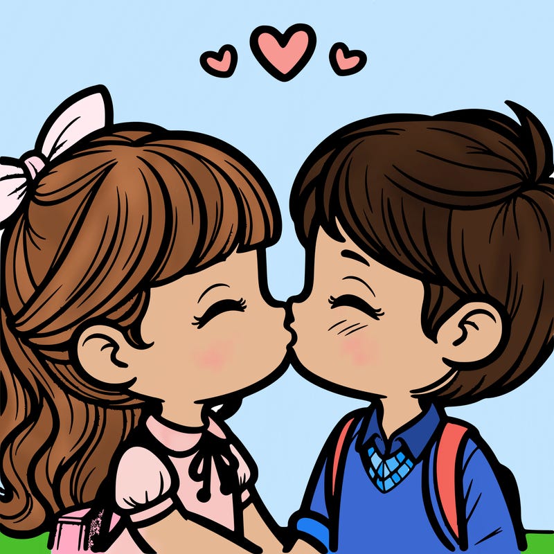 boy and girl kissing