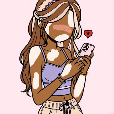 girl with crop top texting on her phone