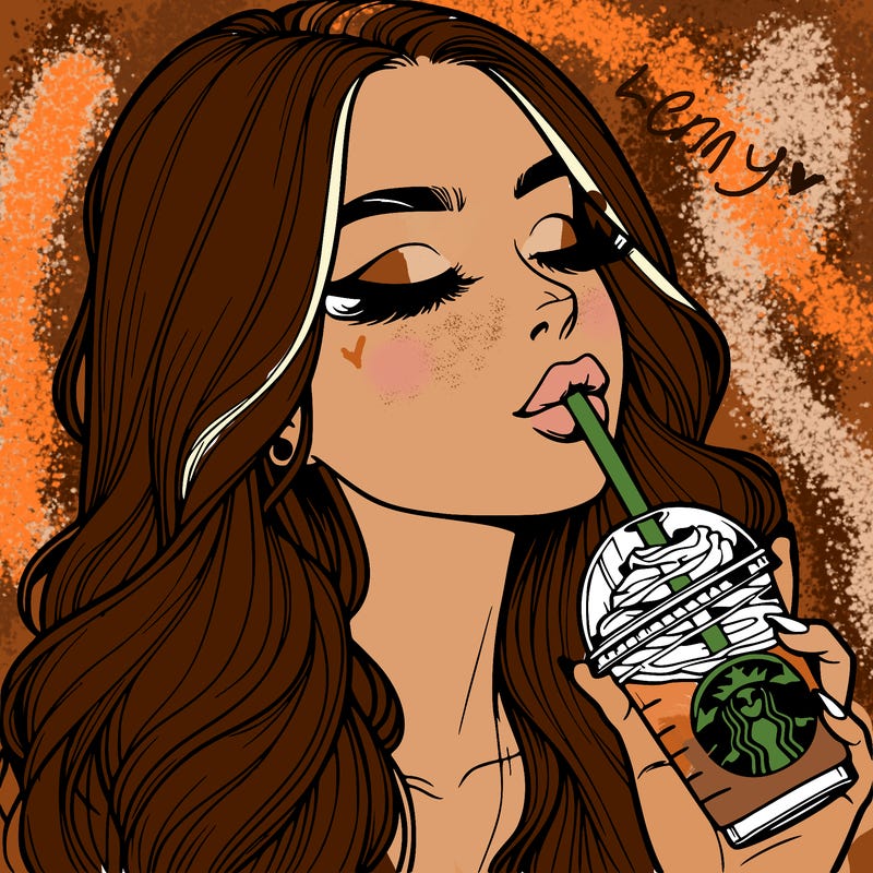 realistic girl drinking starbucks