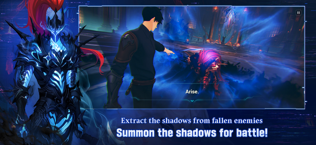 성진우가 '일어나라' 명령과 함께 쓰러진 보스에게 그림자 추출을 시전하는 모습