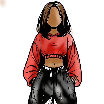realistic girl faceless with baggy pants and a crop top