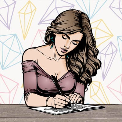 realistic female writing poetry