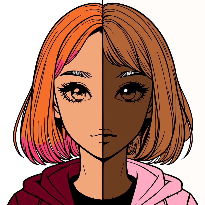 split realistic girl