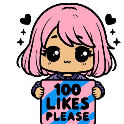 cute girl holding a sign saying 100 likes please
