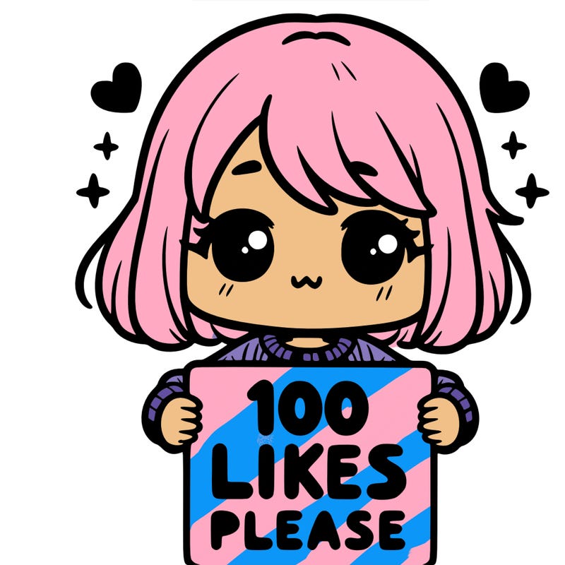 cute girl holding a sign saying 100 likes please