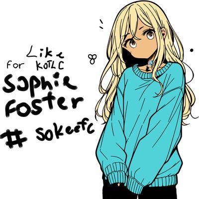 manga teen girl  in a sweater and baggy pants