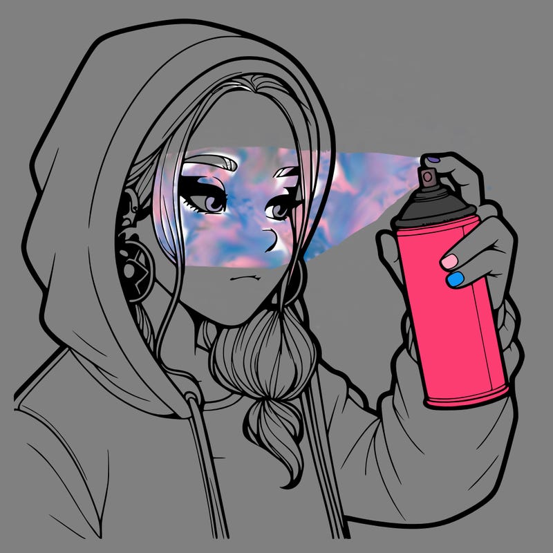 a realistic girl, spray painting